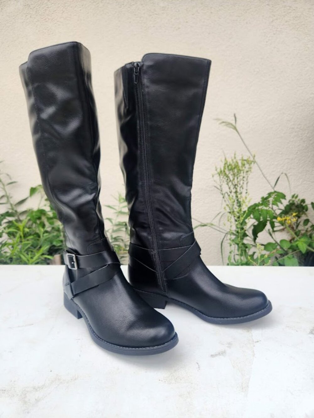 New Style & Co Womens Size 7.5 Margoo Riding Boots Shoes Block Heel Faux Leather - Picture 7 of 8